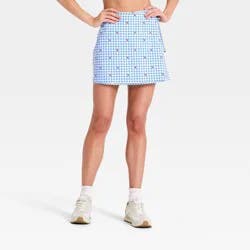 Women's Knit Wrap Skort - All In Motion™ Blue Gingham XS