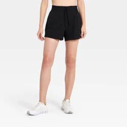 Women's Active Light Woven Mid-Rise Shorts 4" - All In Motion™ Black M