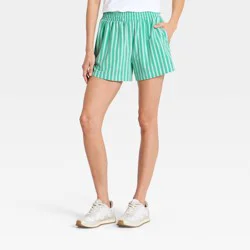 Women's Active Light Travel Shorts - All In Motion™ Green Striped XL