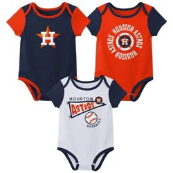 MLB Houston Astros Newborn 3-pack Bodysuits - 3-6M