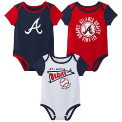 MLB Atlanta Braves Newborn 3-pack Bodysuits - 6-9M