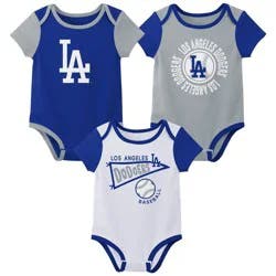 MLB Los Angeles Dodgers Newborn 3-pack Bodysuits - 0-3M