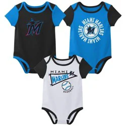MLB Miami Marlins Infant 3-pack Bodysuits - 12M