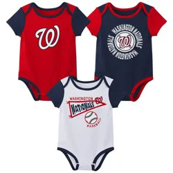 MLB Washington Nationals Newborn 3-pack Bodysuits - 6-9M