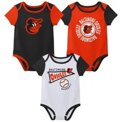 MLB Baltimore Orioles Newborn 3-pack Bodysuits - 0-3M