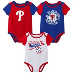 MLB Philadelphia Phillies Newborn 3-pack Bodysuits - 0-3M