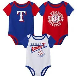 MLB Texas Rangers Infant 3-pack Bodysuits - 12M