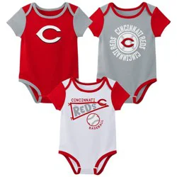MLB Cincinnati Reds Newborn 3-pack Bodysuits - 3-6M