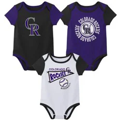 MLB Colorado Rockies Newborn 3-pack Bodysuits - 6-9M