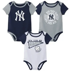 MLB New York Yankees Newborn 3-pack Bodysuits - 3-6M