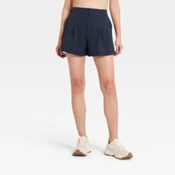 Women's Woven High-Rise Pleated Golf Shorts - All In Motion™ Navy Blue XXL