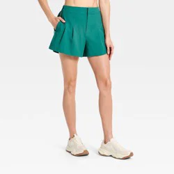 Women's Woven High-Rise Pleated Golf Shorts - All In Motion™ Forest Green XXL