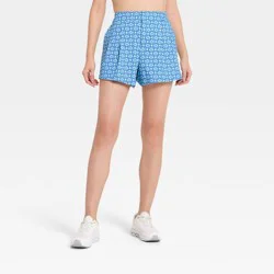 Women's Woven High-Rise Pleated Golf Shorts - All In Motion™ Blue Floral Print XL
