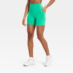 Women's Super Flex Ultra High-Rise Bike Shorts 5" - All In Motion™ Green XS