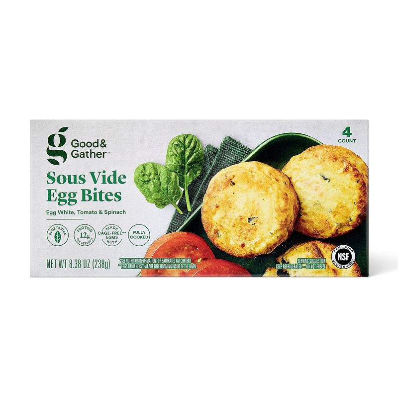 slide 1 of 5, Sous Vide Egg White, Tomato & Spinach Egg Bites - 8.38oz/4ct - Good & Gather™, 8.38 oz, 4 ct