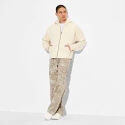 Men's Hooded Fleece Zip-Up Sweatshirt - Original Use™ Cream XXL