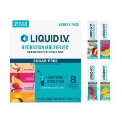 Liquid I.V. Variety Pack Sugar Free Hydration Multiplier Sports Drink - 21ct: Powdered, Non-Caffeinated, Flavored