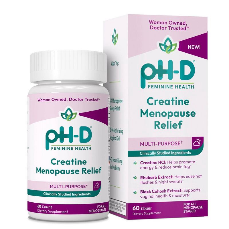 slide 1 of 6, pH-D Feminine Health Creatine Menopause Relief Dietary Supplement Capsules - 60ct, 60 ct