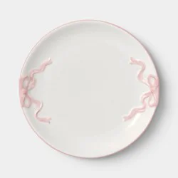 8.5" Stoneware Bow Salad Plate Cream - Room Essentials™