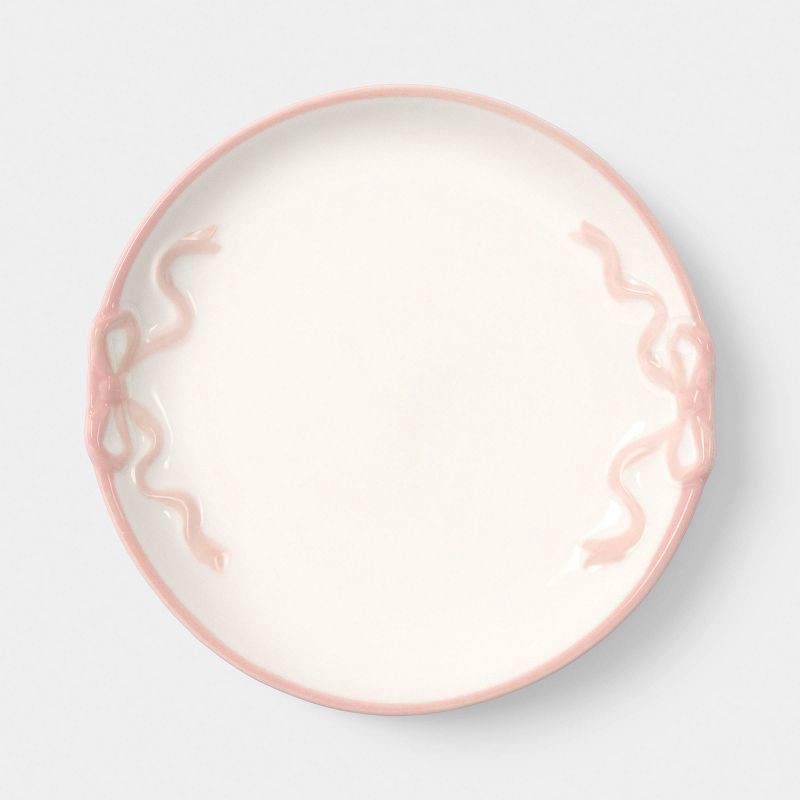 slide 1 of 3, 6" Stoneware Bow Appetizer Plate Cream - Room Essentials™, 1 ct