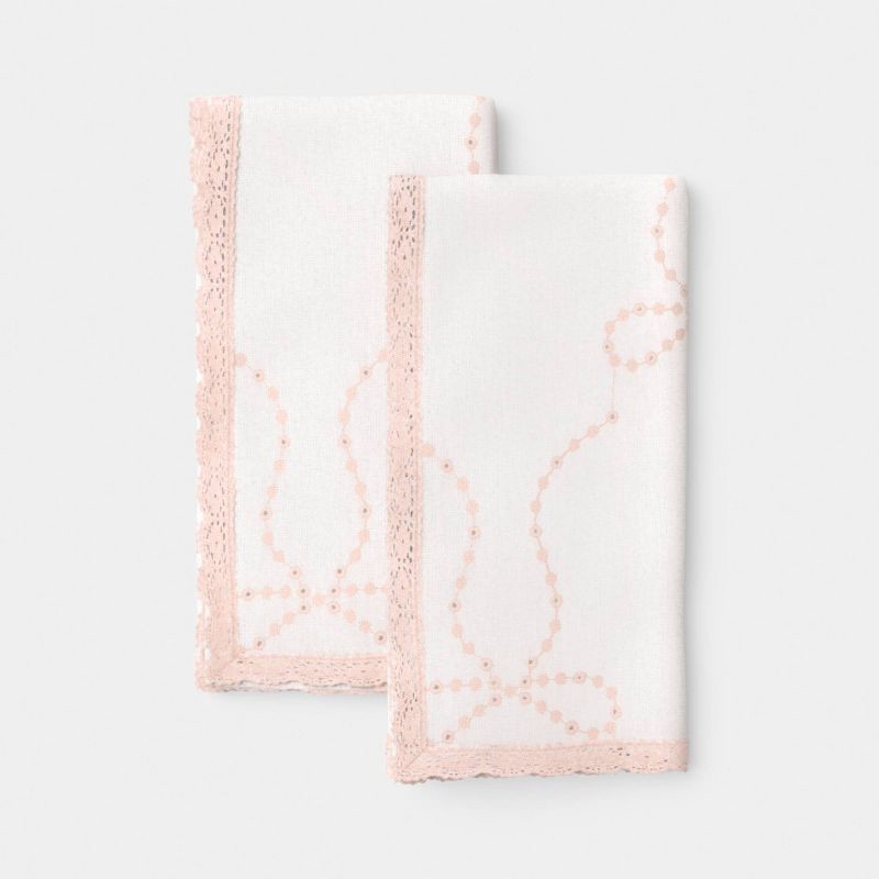 slide 1 of 4, 2pk Bow with Lace Trim Napkins - Room Essentials™, 2 ct