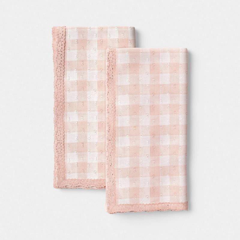 slide 1 of 4, 2pk Gingham Swiss Dot Napkins - Room Essentials™, 2 ct