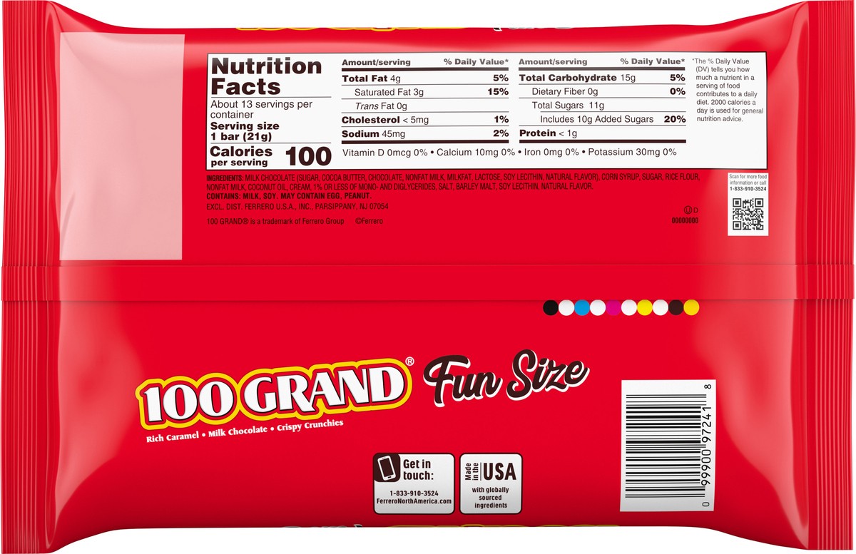 slide 4 of 12, 100 Grand Milk Chocolate Chewy Caramel & Crispy Crunchies Fun Size - 10 Oz, 10 oz