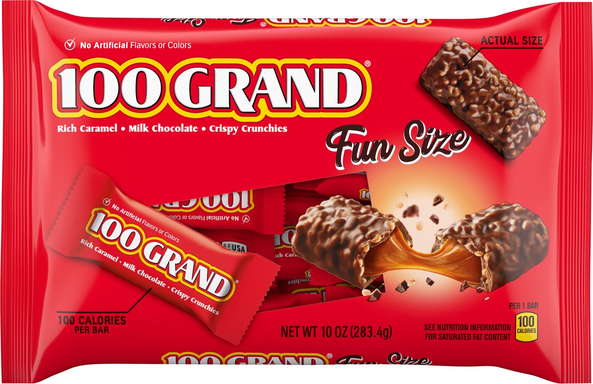 slide 5 of 12, 100 Grand Milk Chocolate Chewy Caramel & Crispy Crunchies Fun Size - 10 Oz, 10 oz