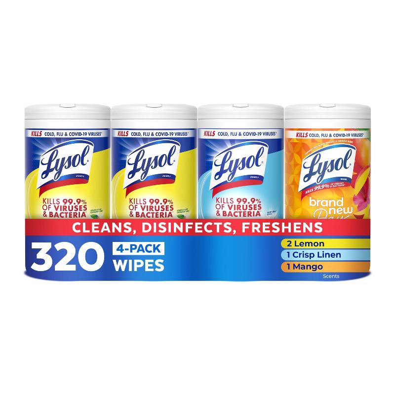 slide 1 of 7, Lysol All-Purpose Cleaner & Disinfectant Wipes - 80ct/4pk, 80 ct, 4 ct