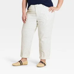 Women's Mid-Rise Boyfriend Jeans - Ava & Viv™ Blue Pinstripe 17
