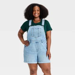 Women's Denim Shortall - Ava & Viv™ Light Wash 20