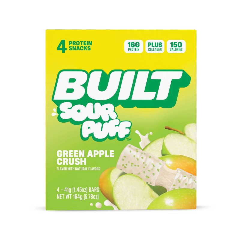slide 1 of 6, Built Bar Green Apple Crush Sour Puff Protein Bars - 16g Protein - 1.45oz/4ct, 1.45 oz; 4 ct