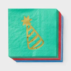 30ct Foil Birthday Hat Pack Beverage Napkins - Spritz™
