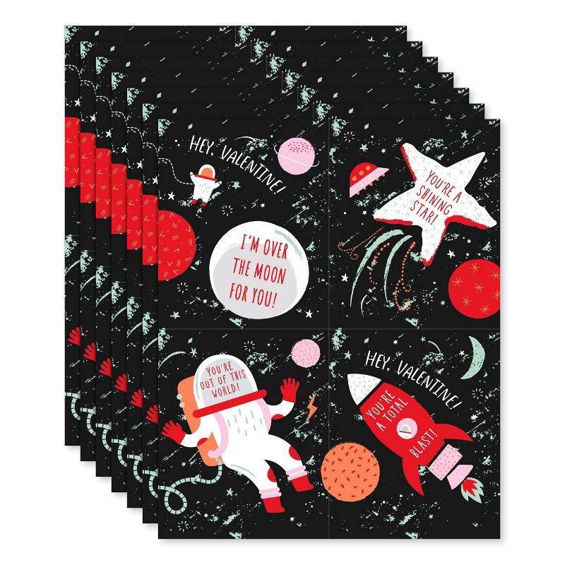 slide 2 of 6, American Greetings 7ct Valentine's Cards Stickers Glow Space, 7 ct