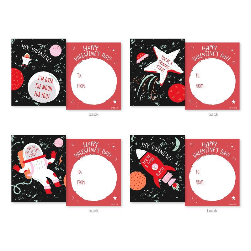 slide 3 of 6, American Greetings 7ct Valentine's Cards Stickers Glow Space, 7 ct