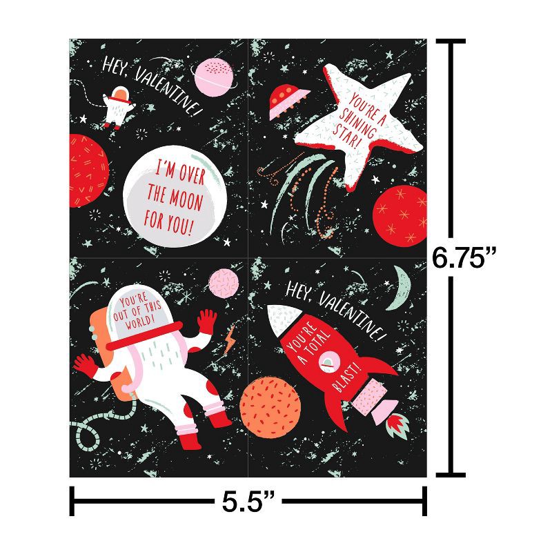 slide 4 of 6, American Greetings 7ct Valentine's Cards Stickers Glow Space, 7 ct
