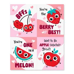 American Greetings 28ct 7 Sheets Valentine's Day Scented Classroom Pack Stickers Scented Fruit