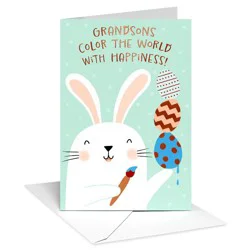 American Greetings Easter Card for Grandson, Color The World Paintbrush Bunny, Includes Envelope