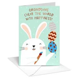 American Greetings Easter Card for Grandson, Color The World Paintbrush Bunny, Includes Envelope