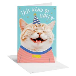 American Greetings Birthday Card for Anyone, Smiling Birthday Cat, Includes Envelope