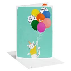 American Greetings Birthday Card for Anyone, Cat with Birthday Balloons, Includes Envelope