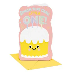 American Greetings 1st Birthday Card for Little One, Smash That Cake!, Includes Envelope