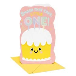 American Greetings 1st Birthday Card for Little One, Smash That Cake!, Includes Envelope