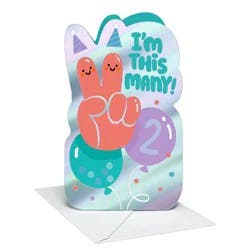 American Greetings 2nd Birthday Card for Toddler, This Many Fingers, Includes Envelope