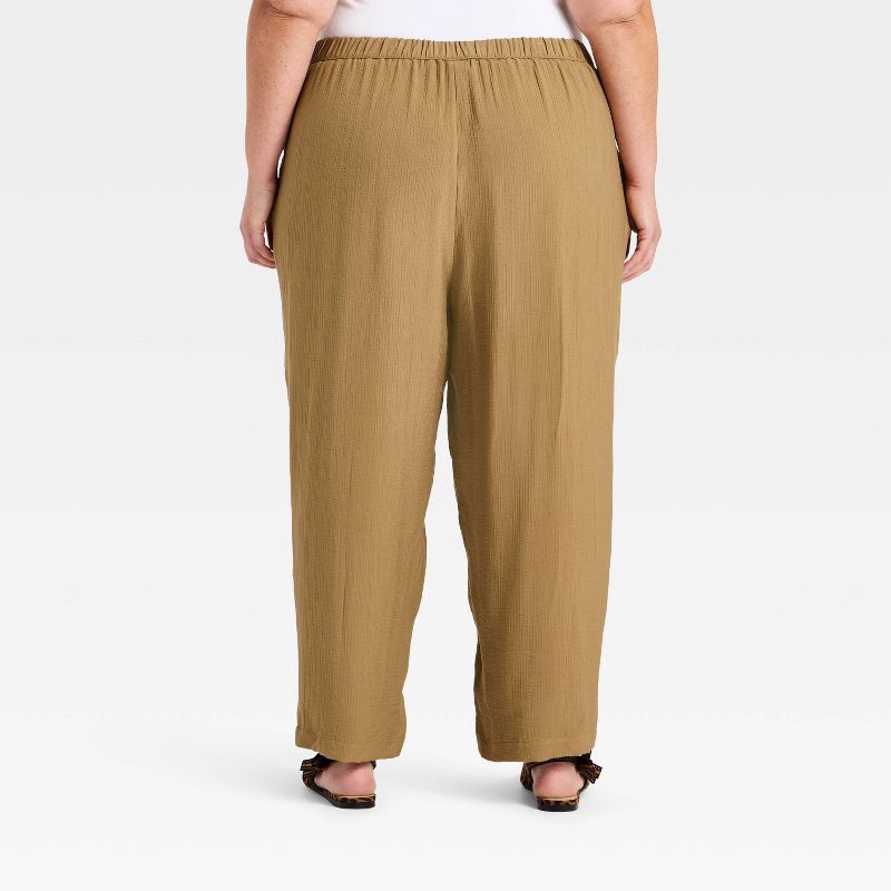 slide 2 of 3, Women's Modern Gauze Barrel Leg Pants - A New Day™ Brown XXL, 1 ct