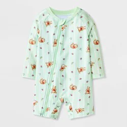 Disney Baby Boys' Winnie the Pooh Strawberry Striped 1pc Rash Guard Swimsuit - Light Green 6M