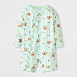 Disney Baby Boys' Winnie the Pooh Strawberry Striped 1pc Rash Guard Swimsuit - Light Green 9M