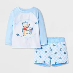 Disney Baby Boys' Winnie the Pooh Bees 2pc Rash Guard Swimsuit - Light Blue 6M