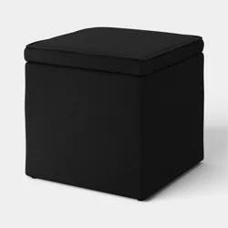 Square Small Storage Dorm Ottoman Dark Black - Room Essentials™