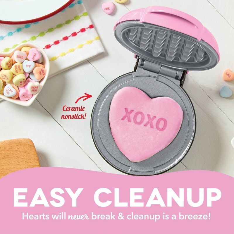 slide 6 of 7, Dash x Sweethearts Mini Waffle Maker Pink XOXO, 1 ct